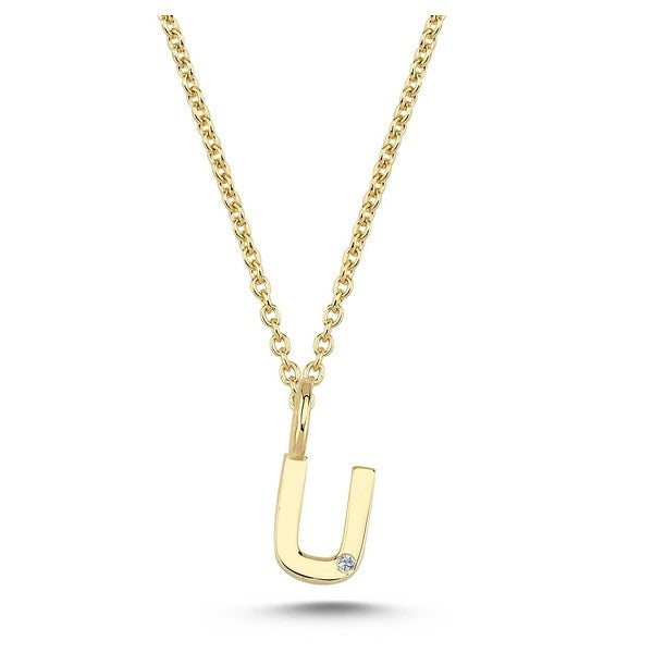Buchstabenanhänger in 14 kt Gold mit 0,005 ct - 6,5 mm