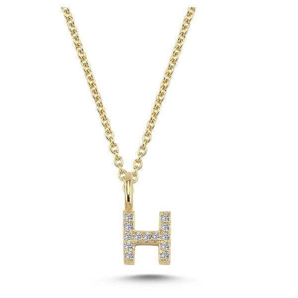 Buchstabenanhänger in 14 kt Gold mit insgesamt 0,035 - 0,115ct - 6,5 mm