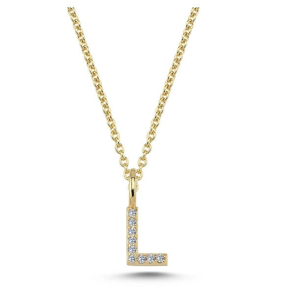 Buchstabenanhänger in 14 kt Gold mit insgesamt 0,035 - 0,115ct - 6,5 mm