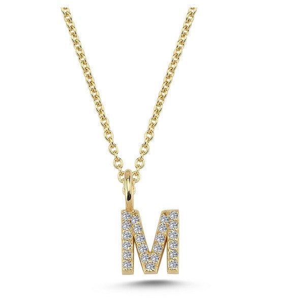 Buchstabenanhänger in 14 kt Gold mit insgesamt 0,035 - 0,115ct - 6,5 mm