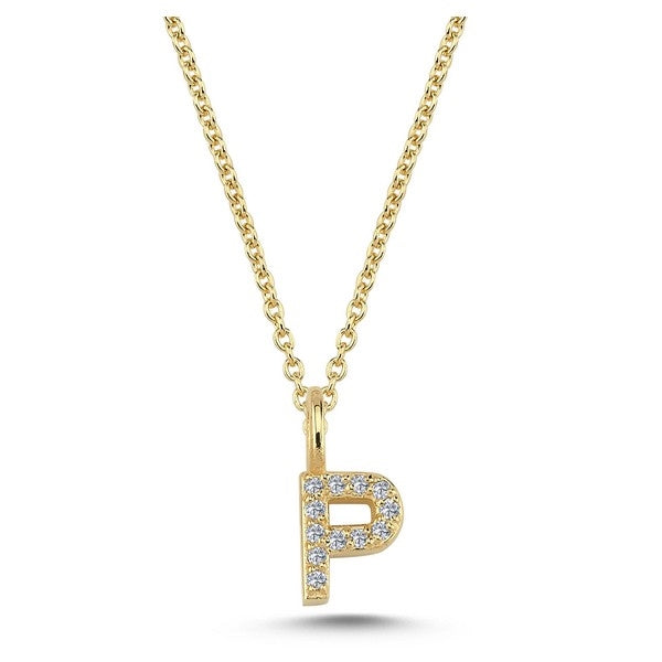 Buchstabenanhänger in 14 kt Gold mit insgesamt 0,035 - 0,115ct - 6,5 mm