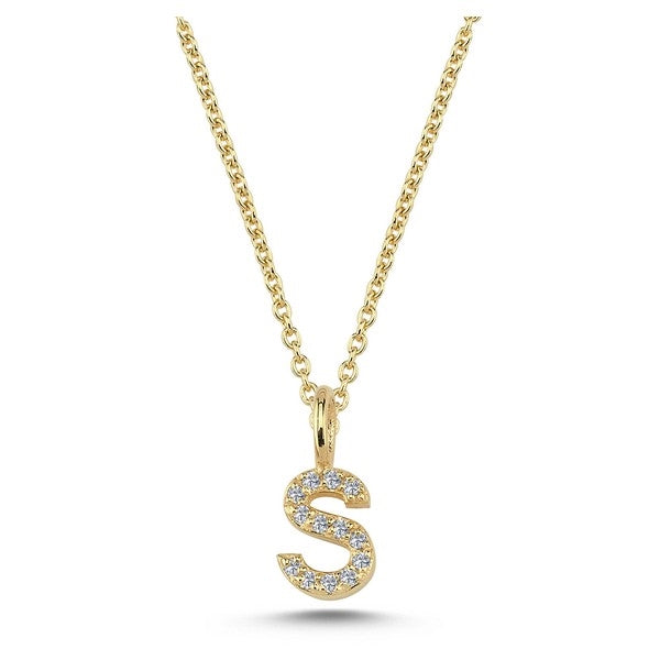 Buchstabenanhänger in 14 kt Gold mit insgesamt 0,035 - 0,115ct - 6,5 mm