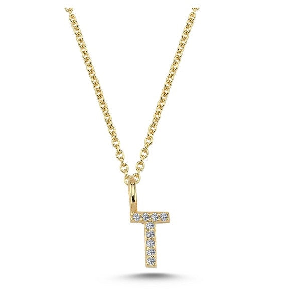 Buchstabenanhänger in 14 kt Gold mit insgesamt 0,035 - 0,115ct - 6,5 mm