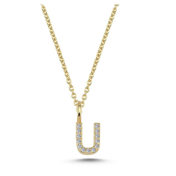 Buchstabenanhänger in 14 kt Gold mit insgesamt 0,035 - 0,115ct - 6,5 mm
