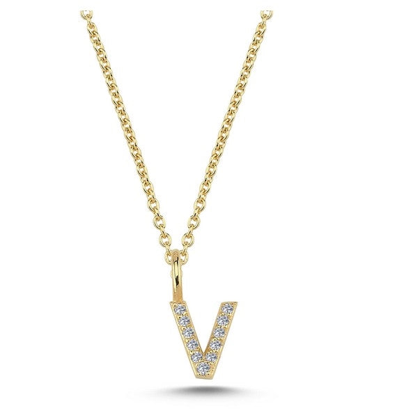 Buchstabenanhänger in 14 kt Gold mit insgesamt 0,035 - 0,115ct - 6,5 mm
