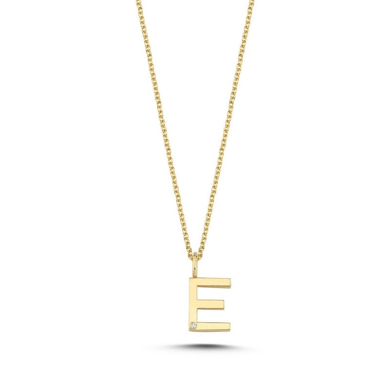 Buchstabenanhänger in 14 kt Gold mit 0,005 ct. 9,5 mm
