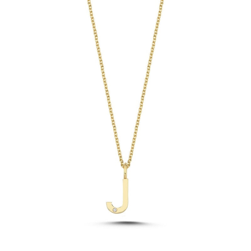 Buchstabenanhänger in 14 kt Gold mit 0,005 ct. 9,5 mm