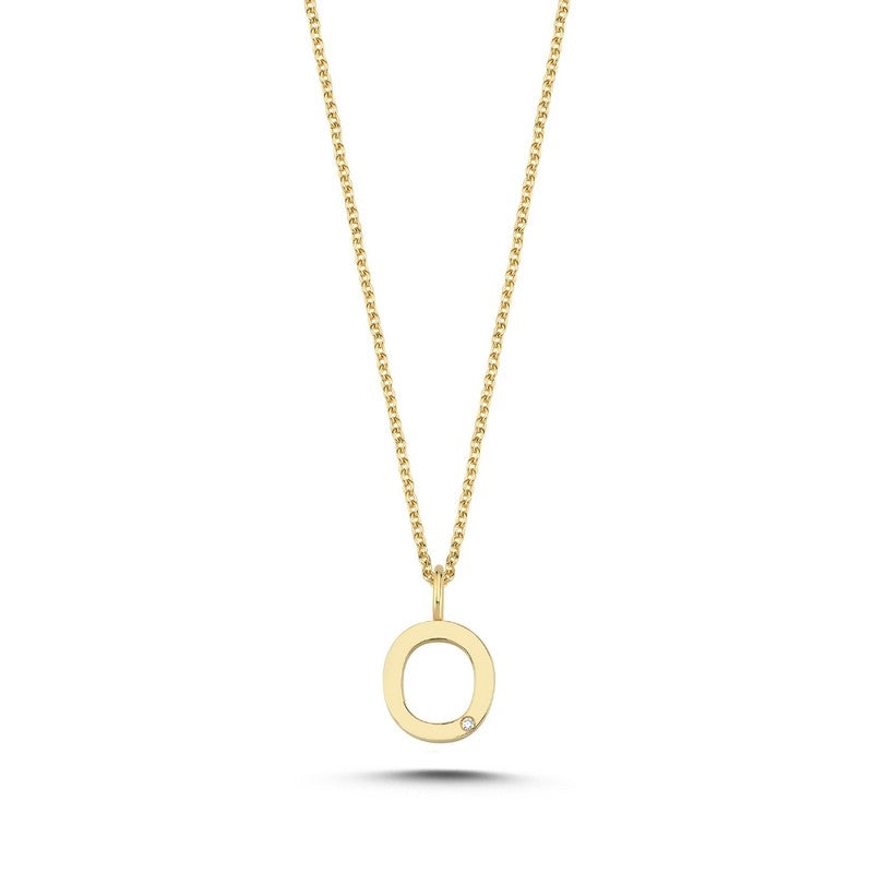 Buchstabenanhänger in 14 kt Gold mit 0,005 ct. 9,5 mm