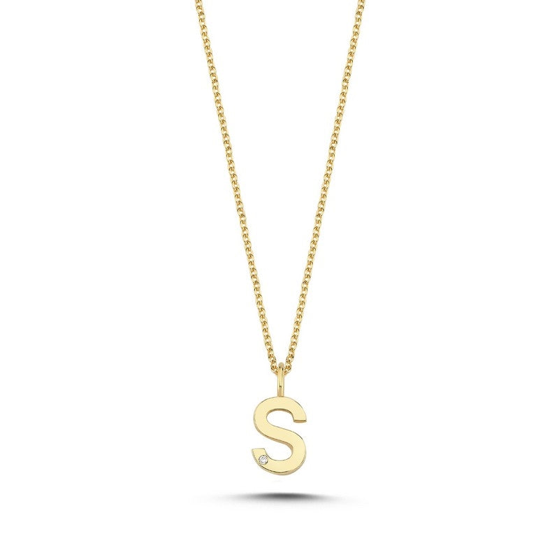 Buchstabenanhänger in 14 kt Gold mit 0,005 ct. 9,5 mm