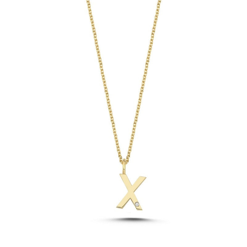 Buchstabenanhänger in 14 kt Gold mit 0,005 ct. 9,5 mm