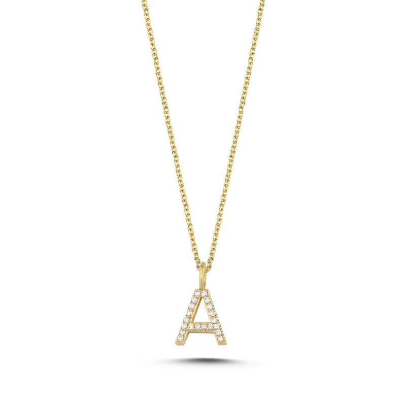 Buchstabenanhänger in 14 kt Gold mit insgesamt 0,035 - 0,115ct - 9,5 mm