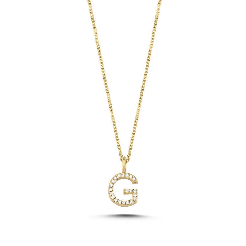 Buchstabenanhänger in 14 kt Gold mit insgesamt 0,035 - 0,115ct - 9,5 mm