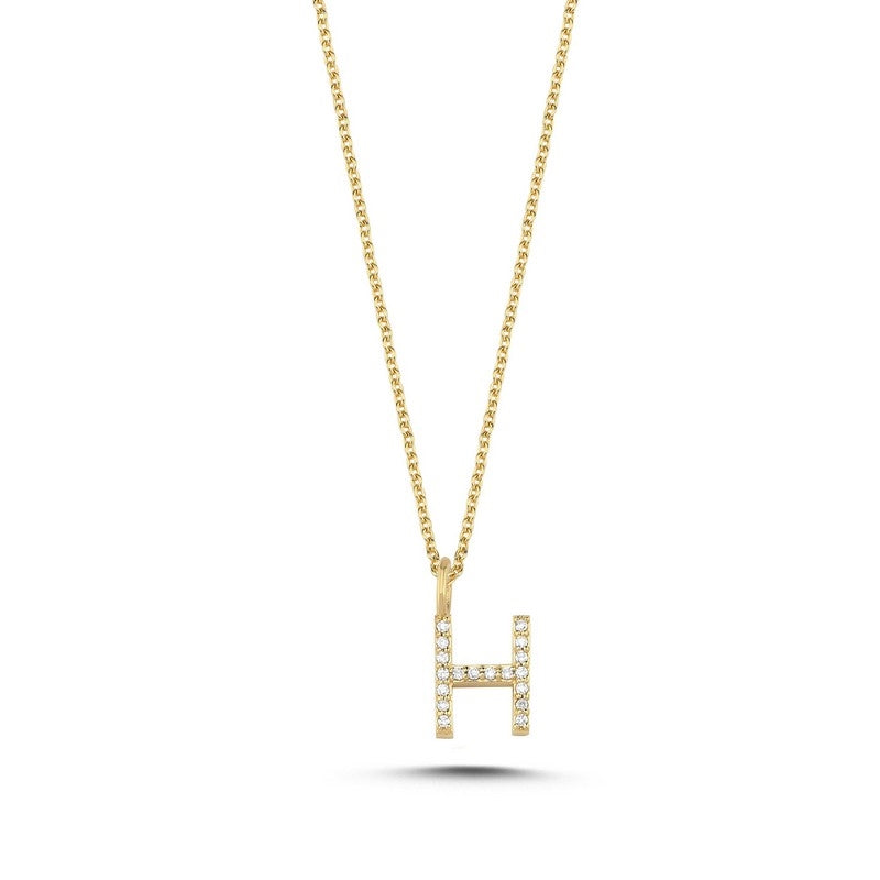 Buchstabenanhänger in 14 kt Gold mit insgesamt 0,035 - 0,115ct - 9,5 mm