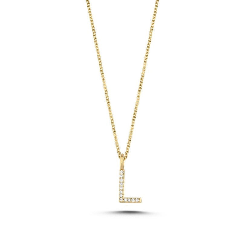 Buchstabenanhänger in 14 kt Gold mit insgesamt 0,035 - 0,115ct - 9,5 mm