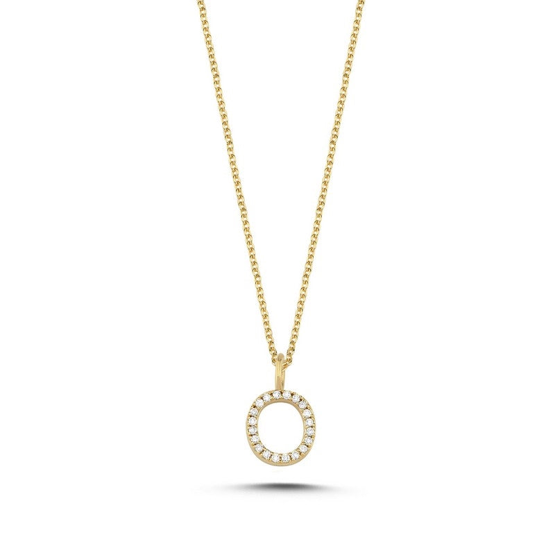 Buchstabenanhänger in 14 kt Gold mit insgesamt 0,035 - 0,115ct - 9,5 mm