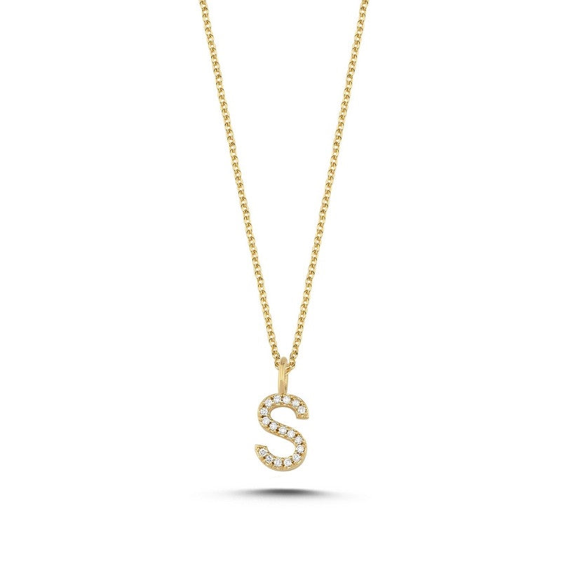 Buchstabenanhänger in 14 kt Gold mit insgesamt 0,035 - 0,115ct - 9,5 mm