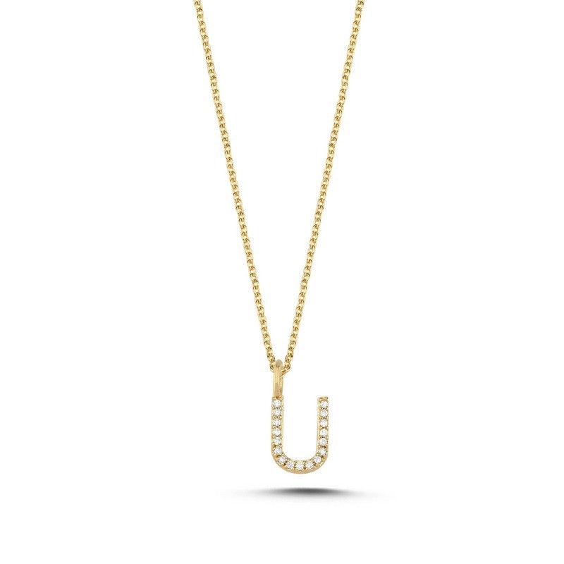 Buchstabenanhänger in 14 kt Gold mit insgesamt 0,035 - 0,115ct - 9,5 mm