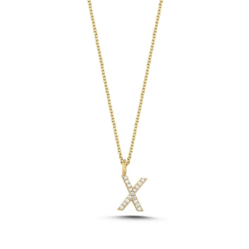 Buchstabenanhänger in 14 kt Gold mit insgesamt 0,035 - 0,115ct - 9,5 mm