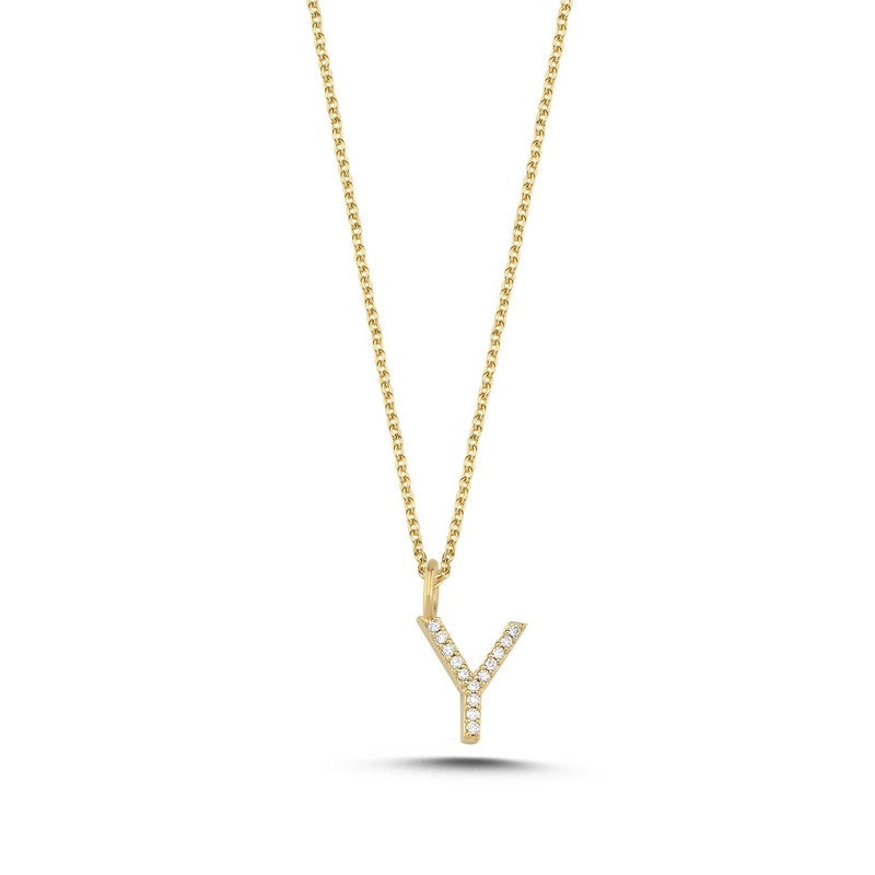 Buchstabenanhänger in 14 kt Gold mit insgesamt 0,035 - 0,115ct - 9,5 mm