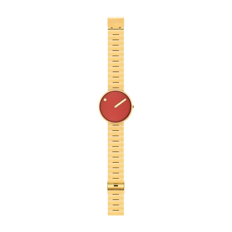Picto Cinnamon Red skive m steel bracelet i IP guld