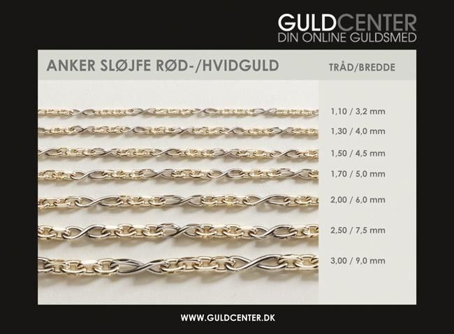 Anker sløjfe halskæde i 14kt guld/hvidguld 3729250338