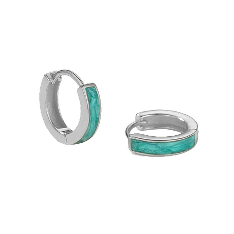 ByBirch - Heidi hoops i sølv m grøn emalje