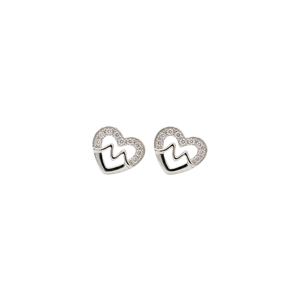 Elegante Christina „Beating Heart“-Ohrringe aus Silber mit funkelnden Zirkoniasteinen, 8 × 8,5 mm
