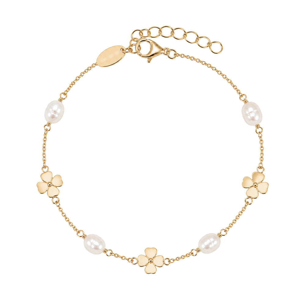 Elegantes Christina Clover & Pearl Armband aus vergoldetem Silber mit edlen Süßwasserperlen – stilvoll und zeitlos bei Schmuckzentrum
