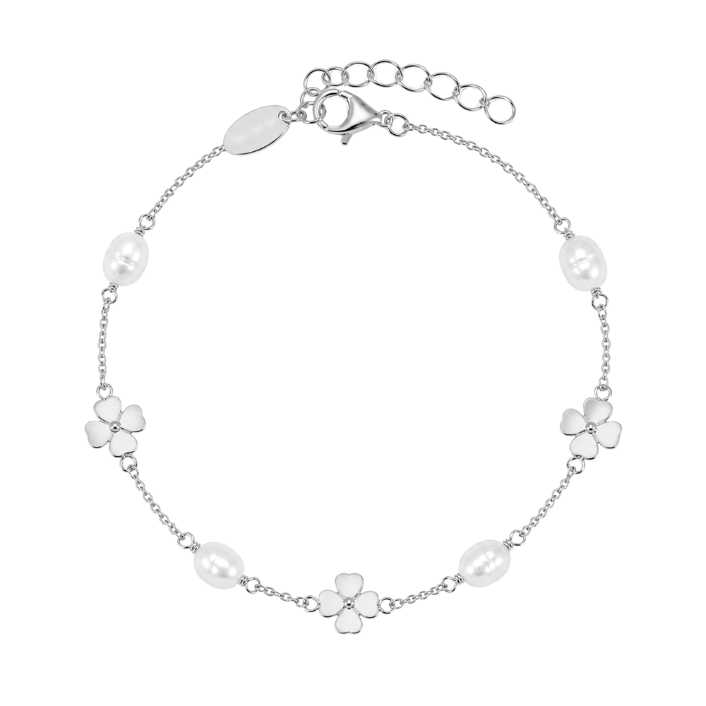 Elegantes Christina Clover & Pearl Armband aus Silber mit edlen Süßwasserperlen