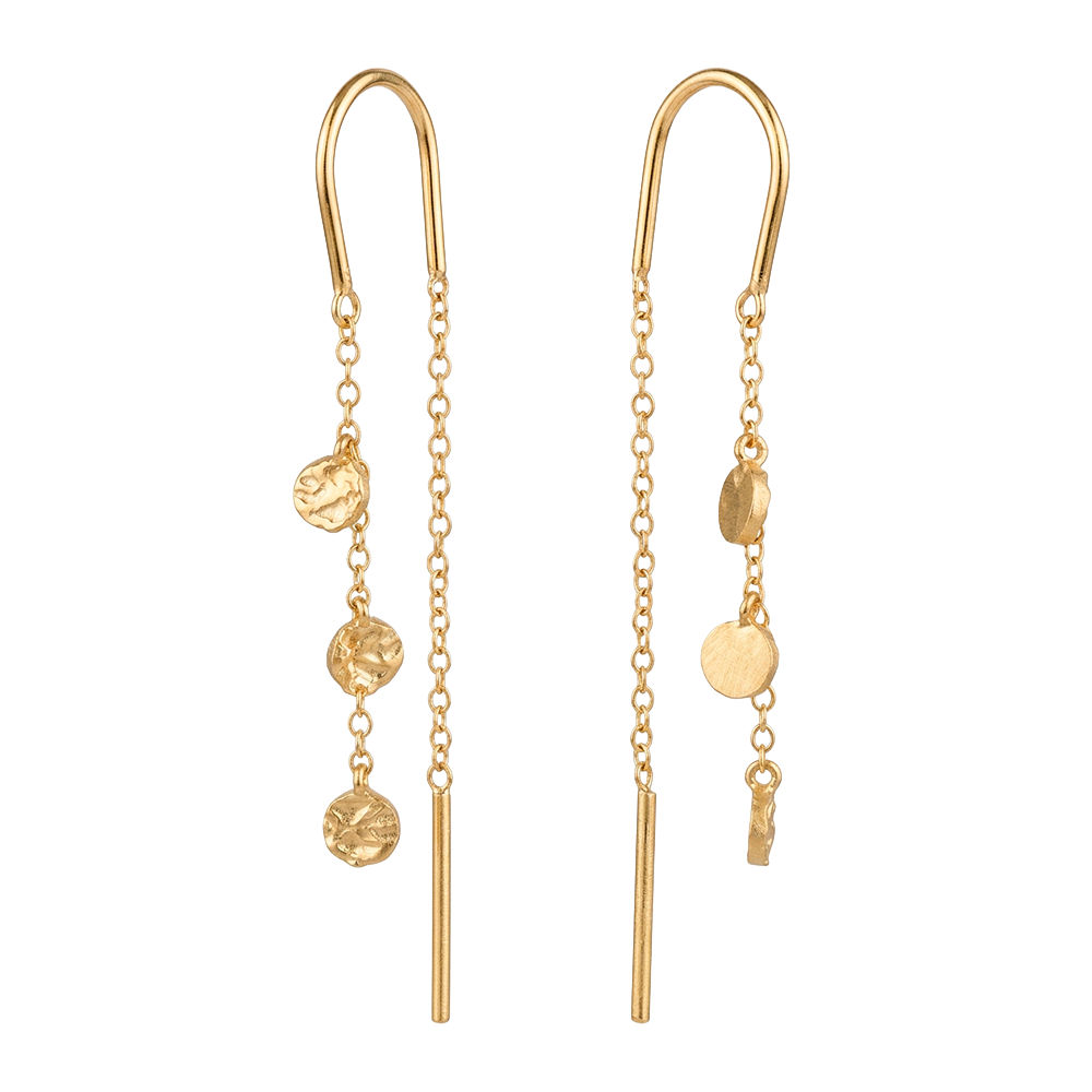 Elegante Christina „Dangling Spots“ Kettenohrringe aus gebürstetem, vergoldetem Silber
