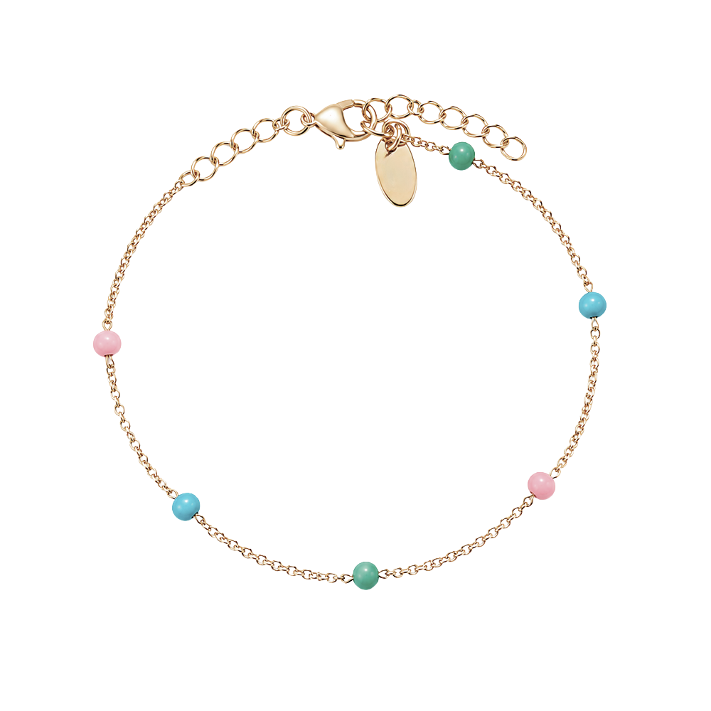 Stilvolles Christina-Armband aus vergoldetem Silber mit farbenfrohen Emailleperlen