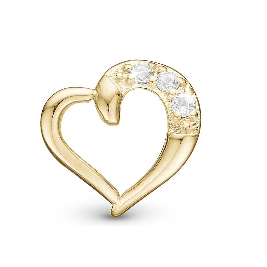 Christina Love Story Charm aus vergoldetem Silber mit Zirkonia für Lederarmband