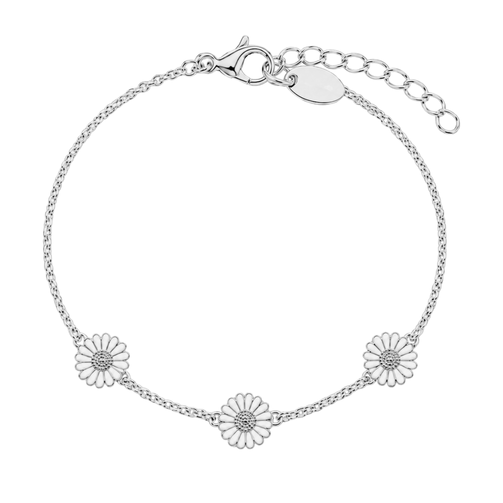 Elegantes Christina-Marguerite-Armband aus Silber mit weißer Emaille