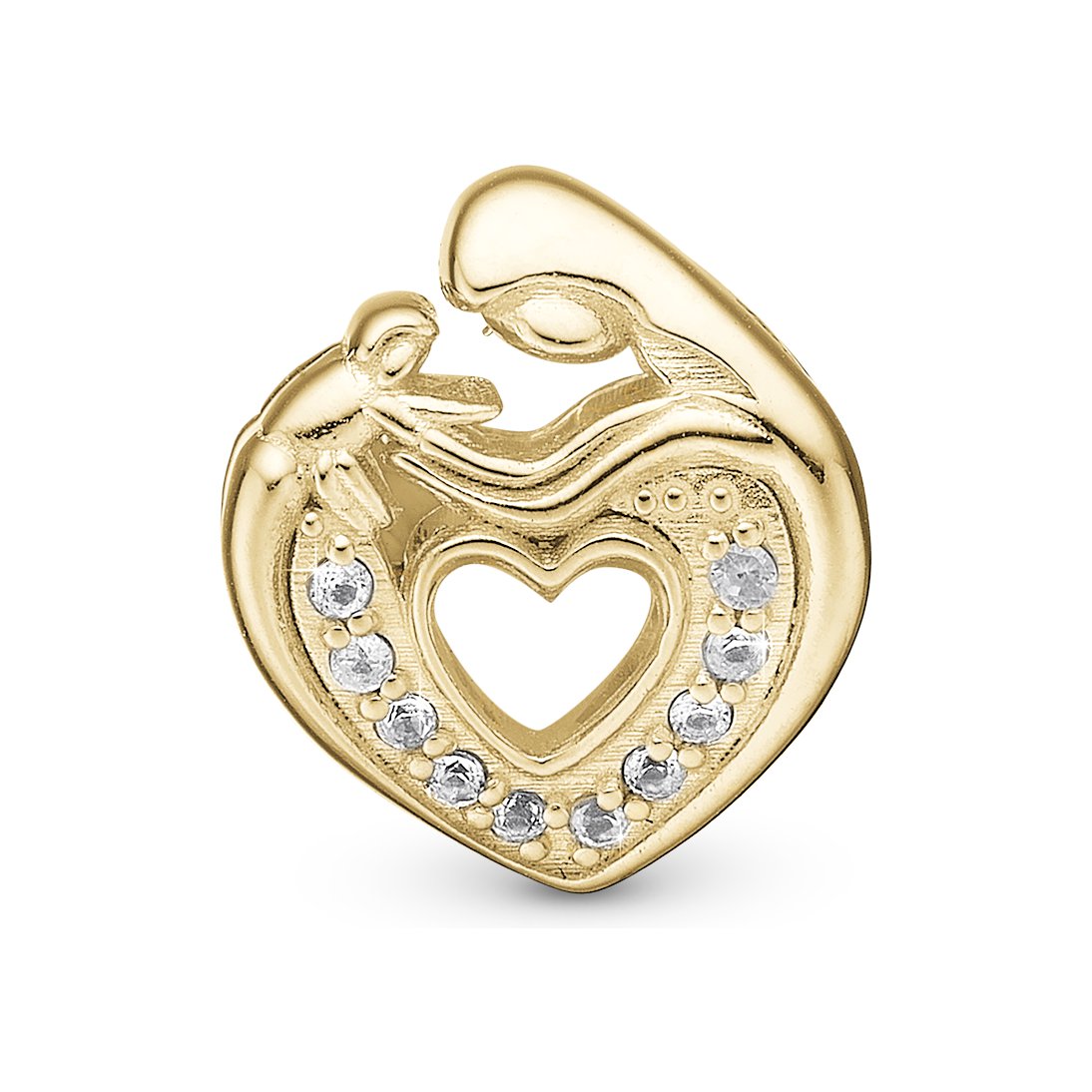 Christina Mother & Child Heart Charm aus vergoldetem Silber mit Topas für Silberarmband