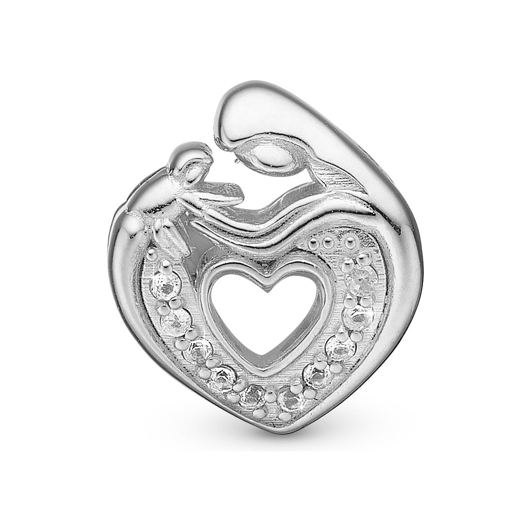 Christina Mother & Child Heart Charm aus Silber mit Topas für Silberarmband