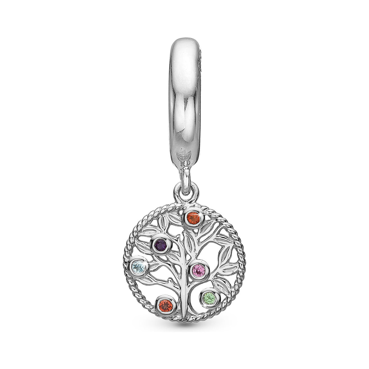 Christina My Family Tree Charm aus Silber mit fünf Edelsteinen für Lederarmband