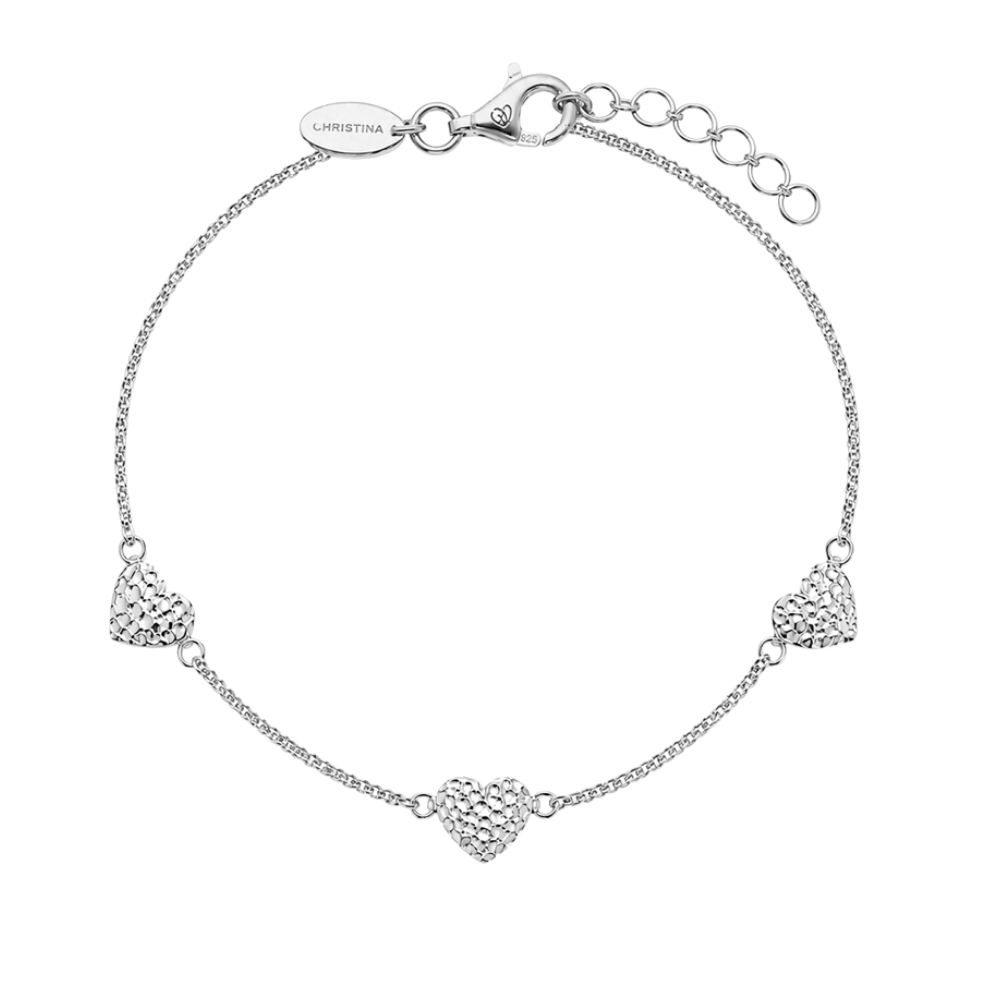 Christina Special Heart Armband aus gehämmertem Silber – stilvoll und zeitlos