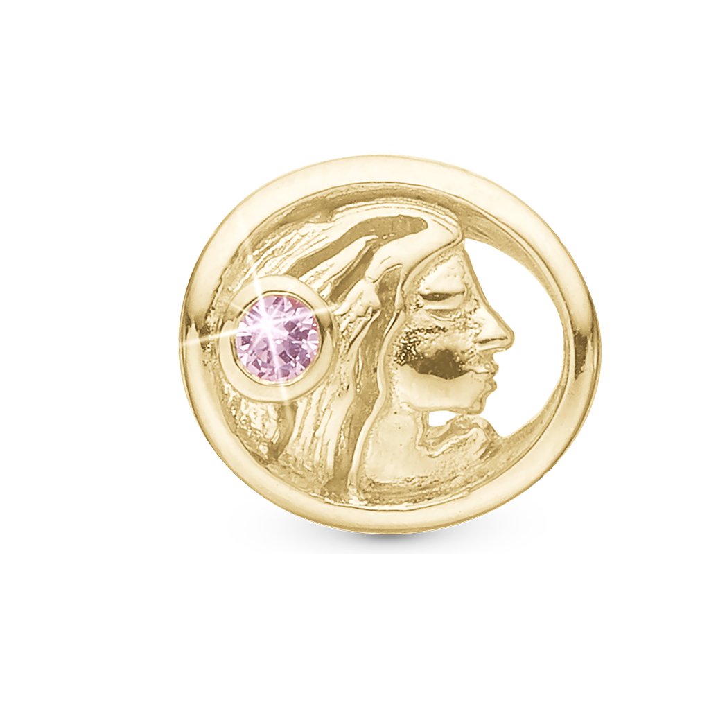 Christina Sternzeichen Jungfrau Charm aus vergoldetem Silber mit Amethyst für Lederarmband