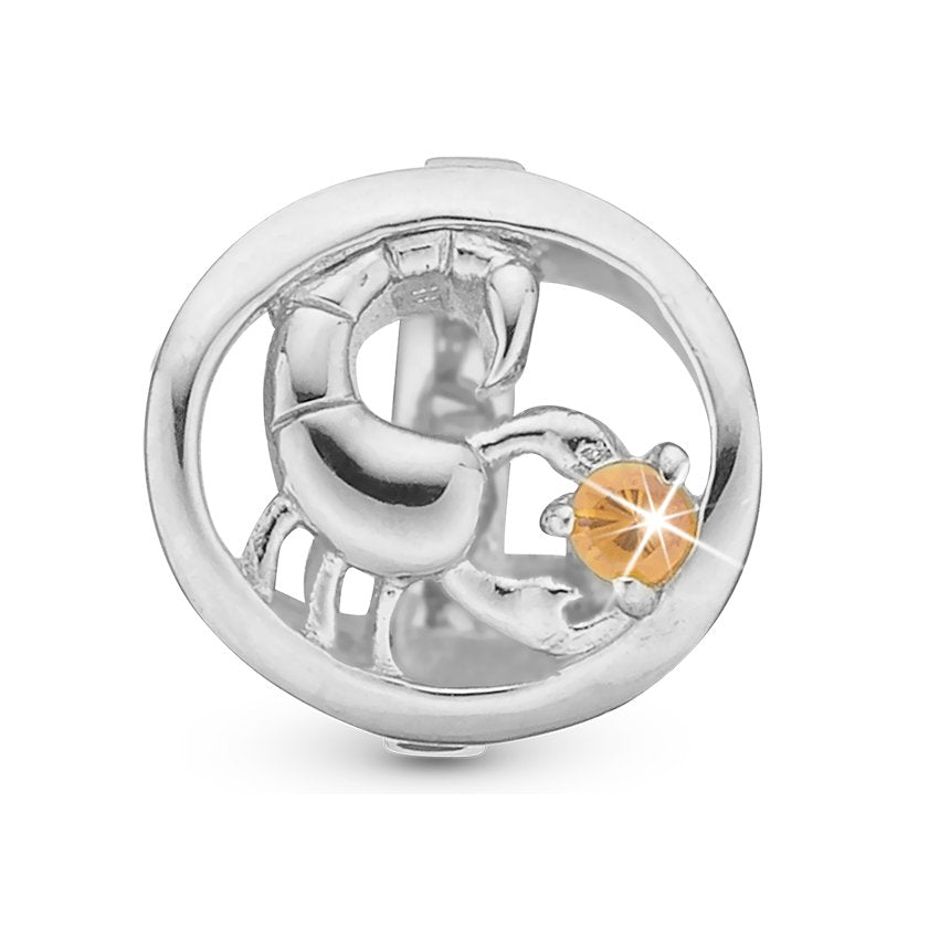 Christina Sternzeichen Skorpion Charm aus Silber mit Citrin für Lederarmband