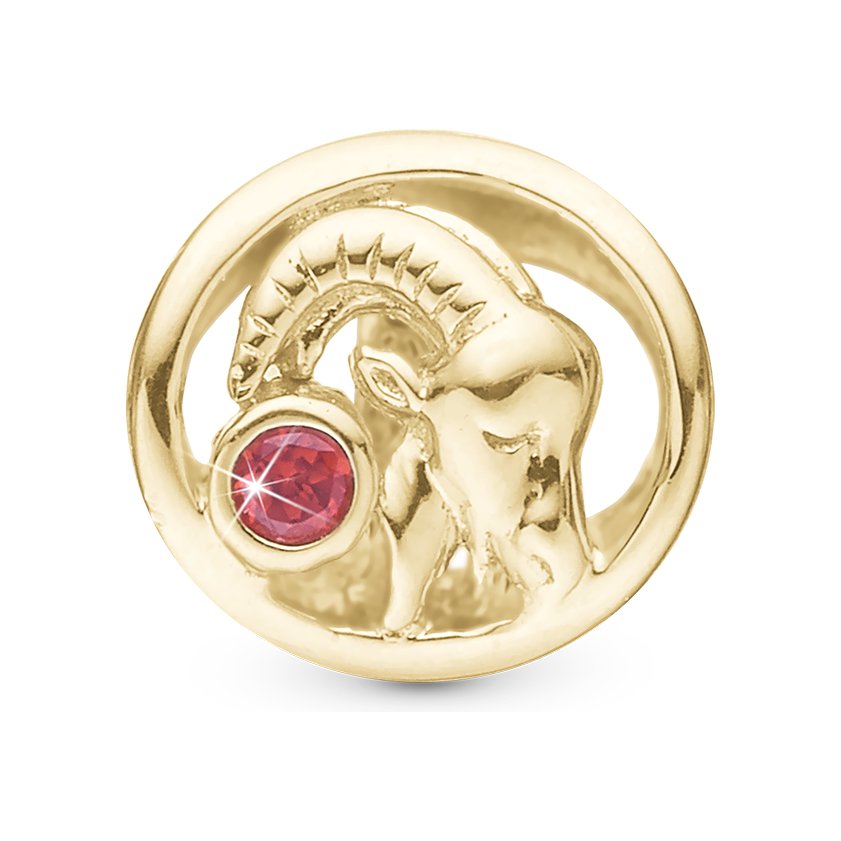 Christina Sternzeichen Steinbock Charm aus vergoldetem Silber mit Granat für Lederarmband