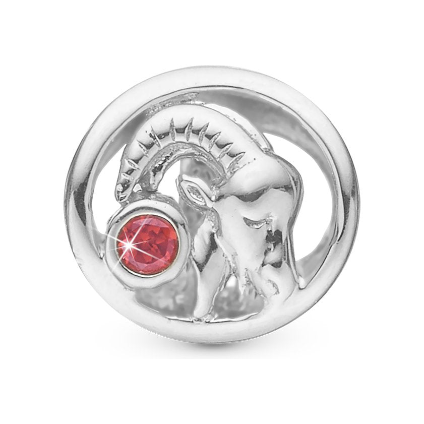 Christina Sternzeichen Steinbock Charm aus Silber mit Granat für Lederarmband