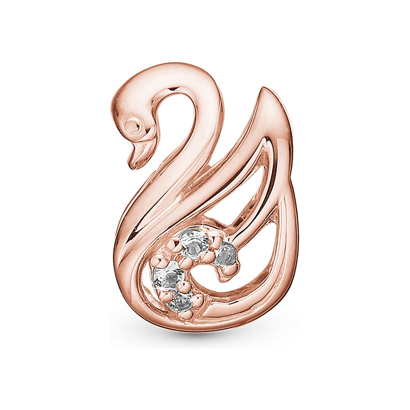 Christina The Swan Charm aus rosévergoldetem Silber mit Zirkonia für Lederarmband