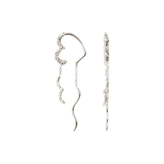 Camille Brinch Wavy Sparkly Heart Earlines aus Silber