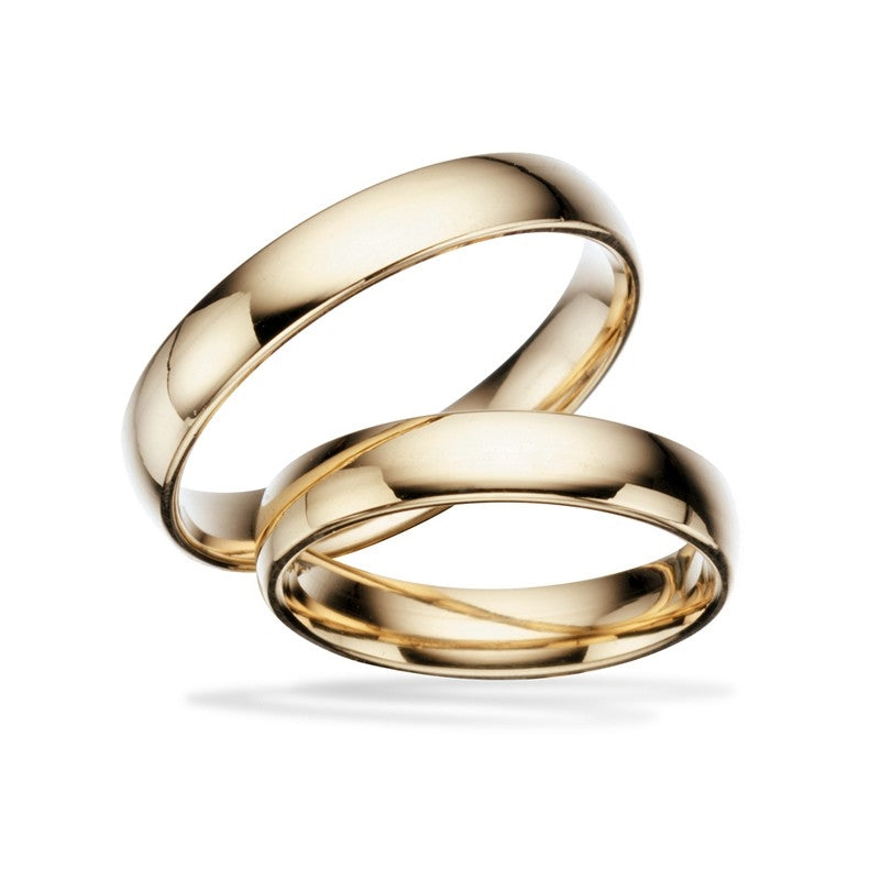 Scrouples vielsesringe i 8 eller 14 kt guld med blank overflade – H-serien