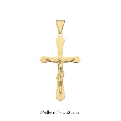 Kreuzanhänger m. Jesus in 8-14kt. Gold. 17 x 26 mm. (Mittel)