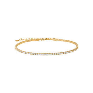 Elegantes, klassisches Tennisarmband aus vergoldetem 925er Sterlingsilber mit dicht gefassten Zirkonia