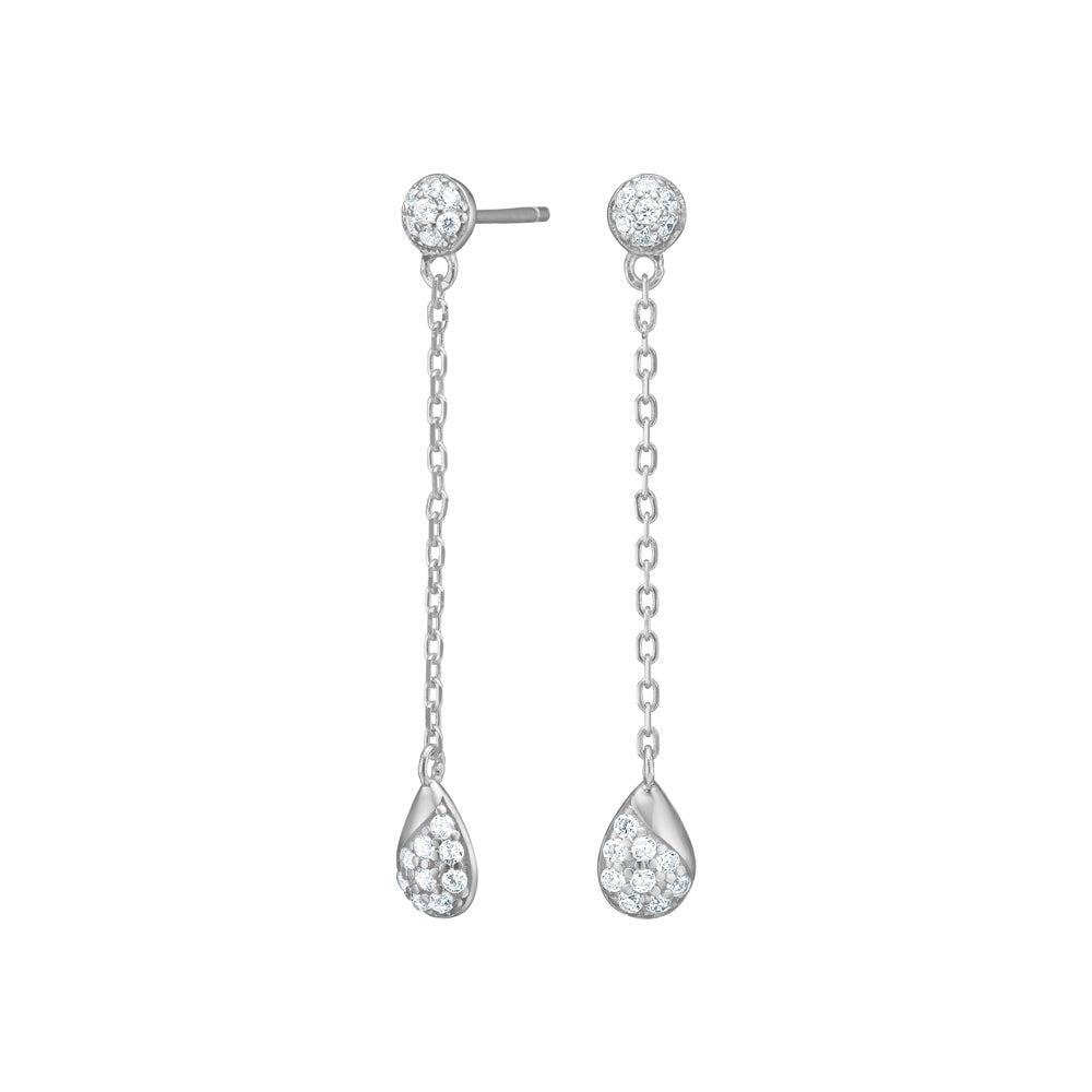 Elegante Ohrhänger mit tropfenförmigem Anhänger aus rhodiniertem 925er Sterlingsilber – stilvoller, zeitloser Schmuck mit zarter Bewegung