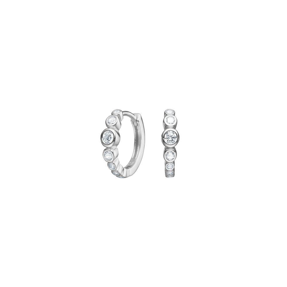 Creoler med zirkonia i rørfatning, sølv 13mm