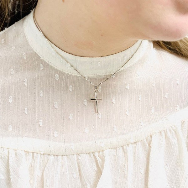 Stolpe Kors vedhæng i sølv - Small