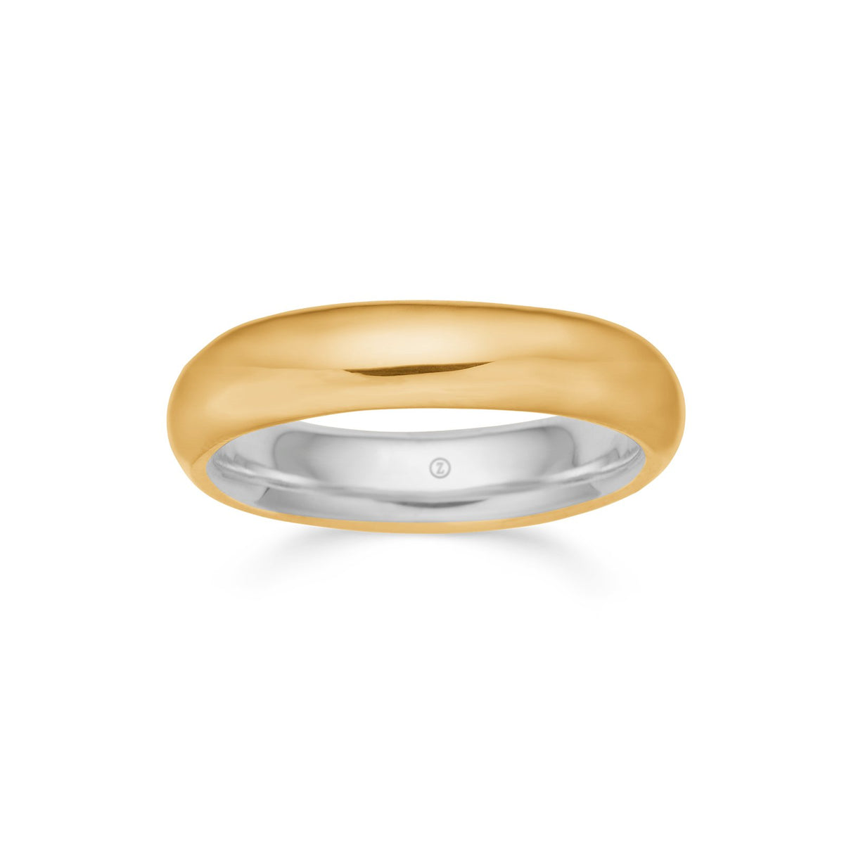 Mads Z glat herrering 5 mm i 14 kt. guld med sølvkerne, til sættet med én diamant
